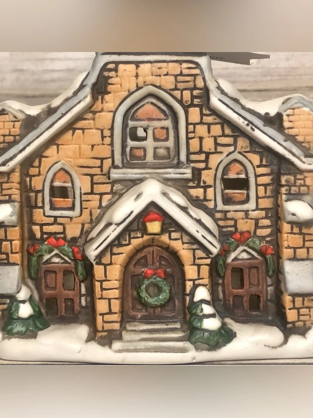 Lefton Vintage 1986 Colonial Village Church Tealight Candle Holder Marika 05817